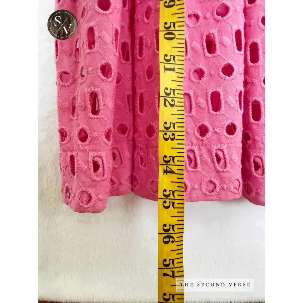 Anthropologie The Somerset Pink Maxi Dress Eyelet Wedding Guest Size Large - Picture 7 of 11
